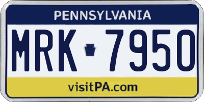 PA license plate MRK7950