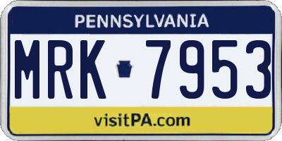 PA license plate MRK7953