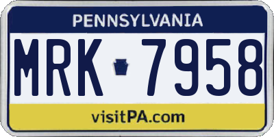 PA license plate MRK7958
