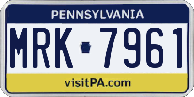 PA license plate MRK7961