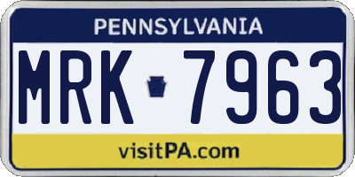 PA license plate MRK7963
