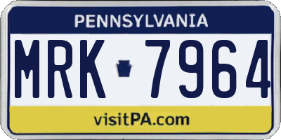 PA license plate MRK7964