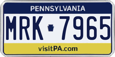PA license plate MRK7965