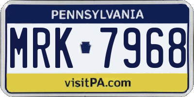 PA license plate MRK7968