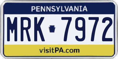 PA license plate MRK7972