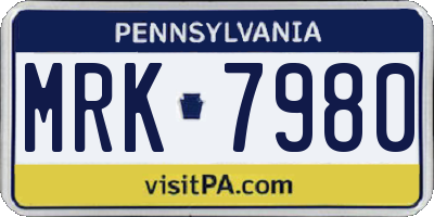 PA license plate MRK7980