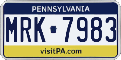 PA license plate MRK7983