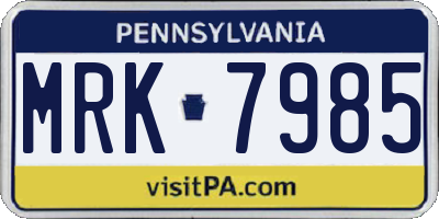 PA license plate MRK7985