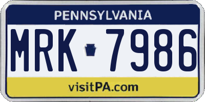PA license plate MRK7986