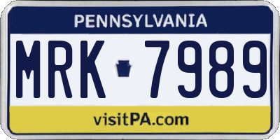 PA license plate MRK7989
