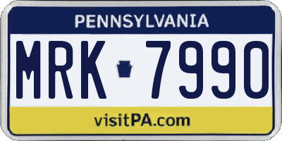 PA license plate MRK7990