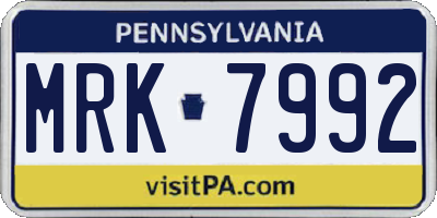 PA license plate MRK7992
