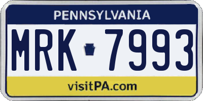 PA license plate MRK7993