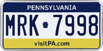 PA license plate MRK7998