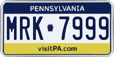 PA license plate MRK7999