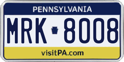 PA license plate MRK8008
