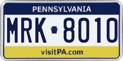 PA license plate MRK8010