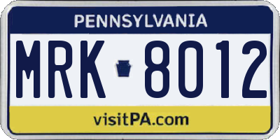 PA license plate MRK8012