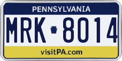 PA license plate MRK8014