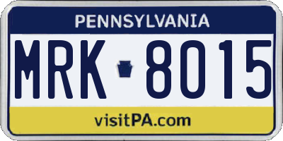 PA license plate MRK8015