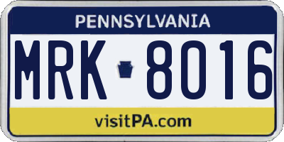 PA license plate MRK8016
