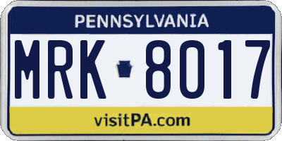 PA license plate MRK8017