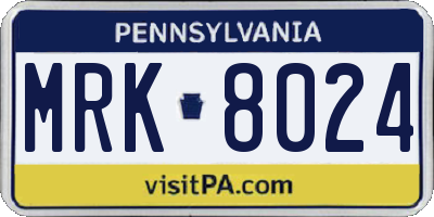 PA license plate MRK8024