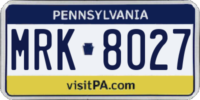 PA license plate MRK8027