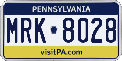 PA license plate MRK8028
