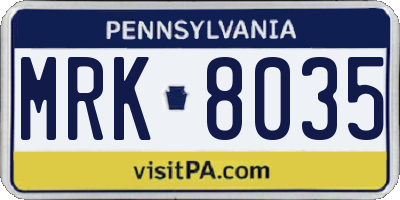 PA license plate MRK8035