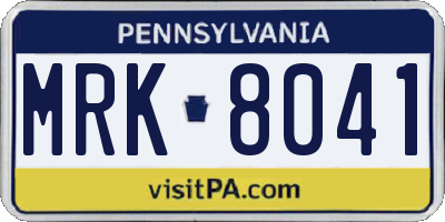 PA license plate MRK8041