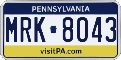PA license plate MRK8043