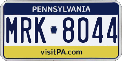PA license plate MRK8044