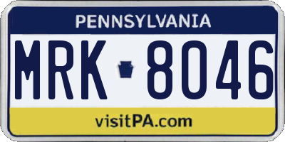 PA license plate MRK8046
