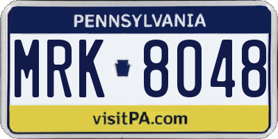 PA license plate MRK8048