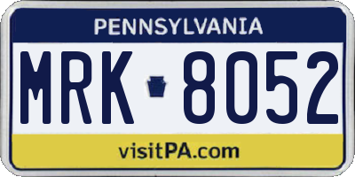 PA license plate MRK8052