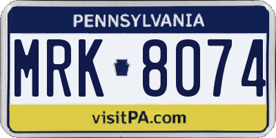 PA license plate MRK8074