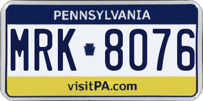 PA license plate MRK8076