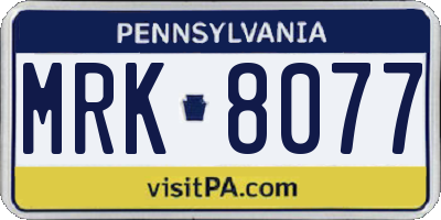 PA license plate MRK8077