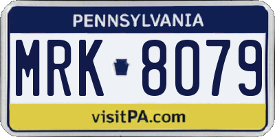PA license plate MRK8079