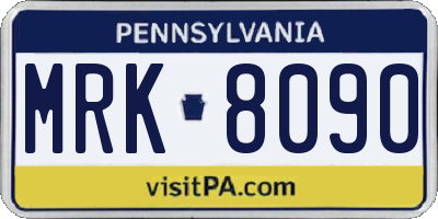 PA license plate MRK8090