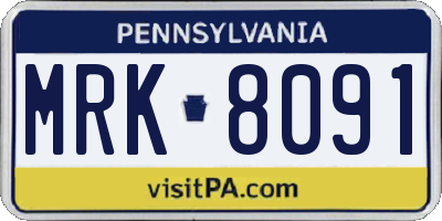 PA license plate MRK8091