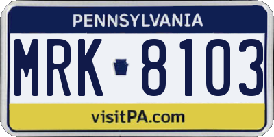 PA license plate MRK8103