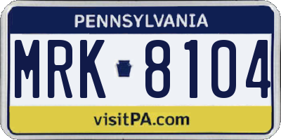 PA license plate MRK8104