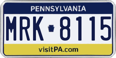 PA license plate MRK8115