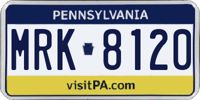PA license plate MRK8120