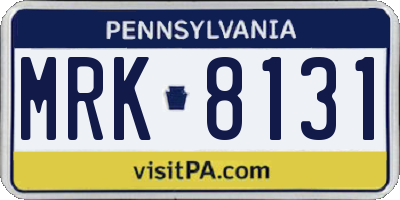 PA license plate MRK8131
