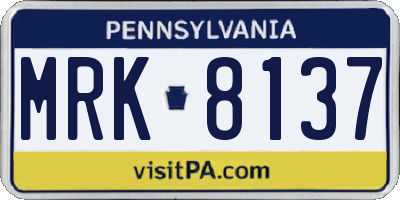 PA license plate MRK8137