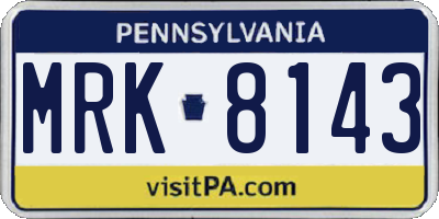 PA license plate MRK8143