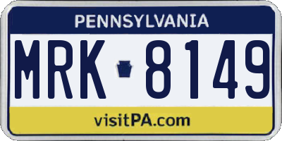 PA license plate MRK8149